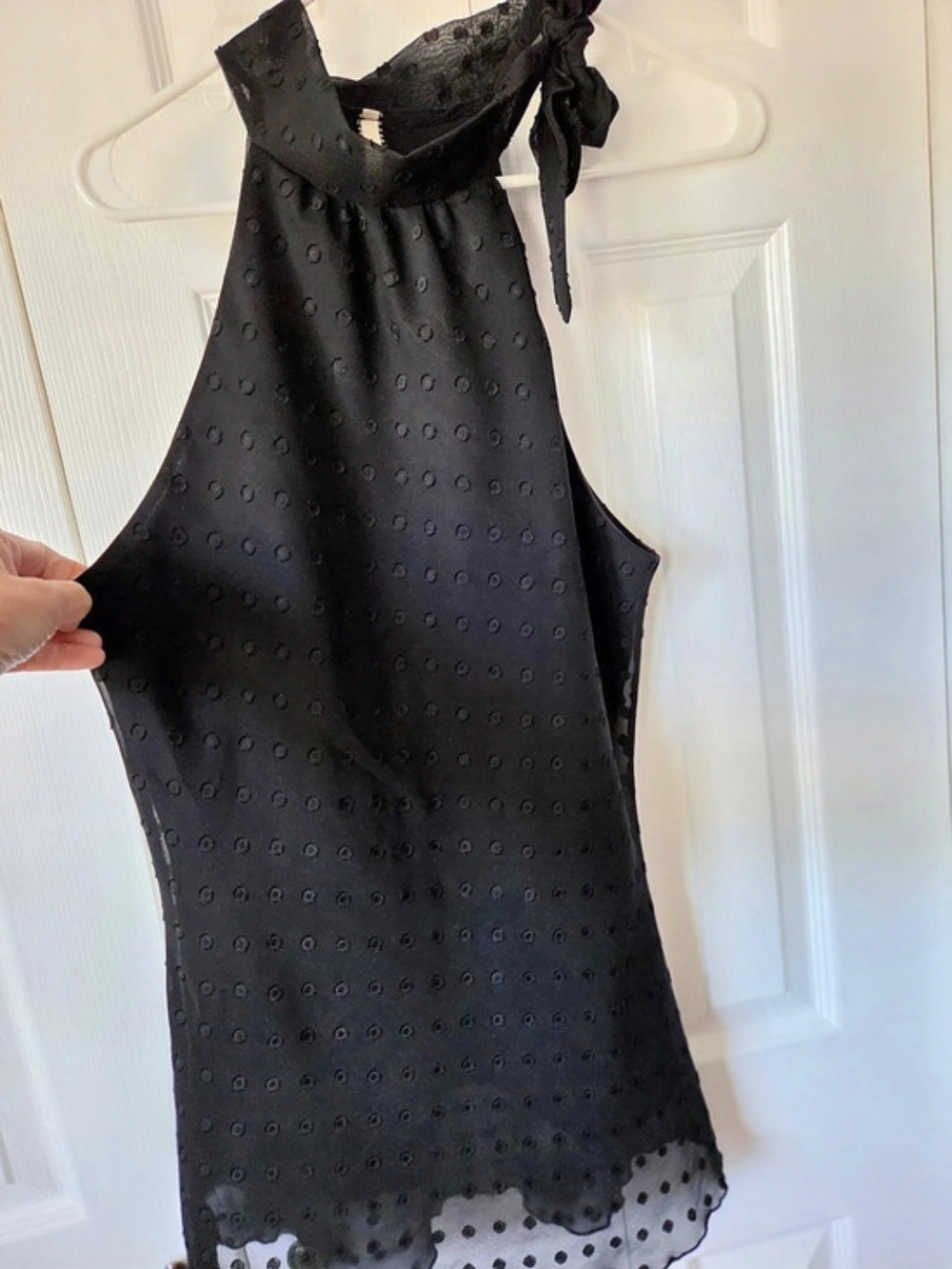 Do+Be Black Top With Tie Neck Like New